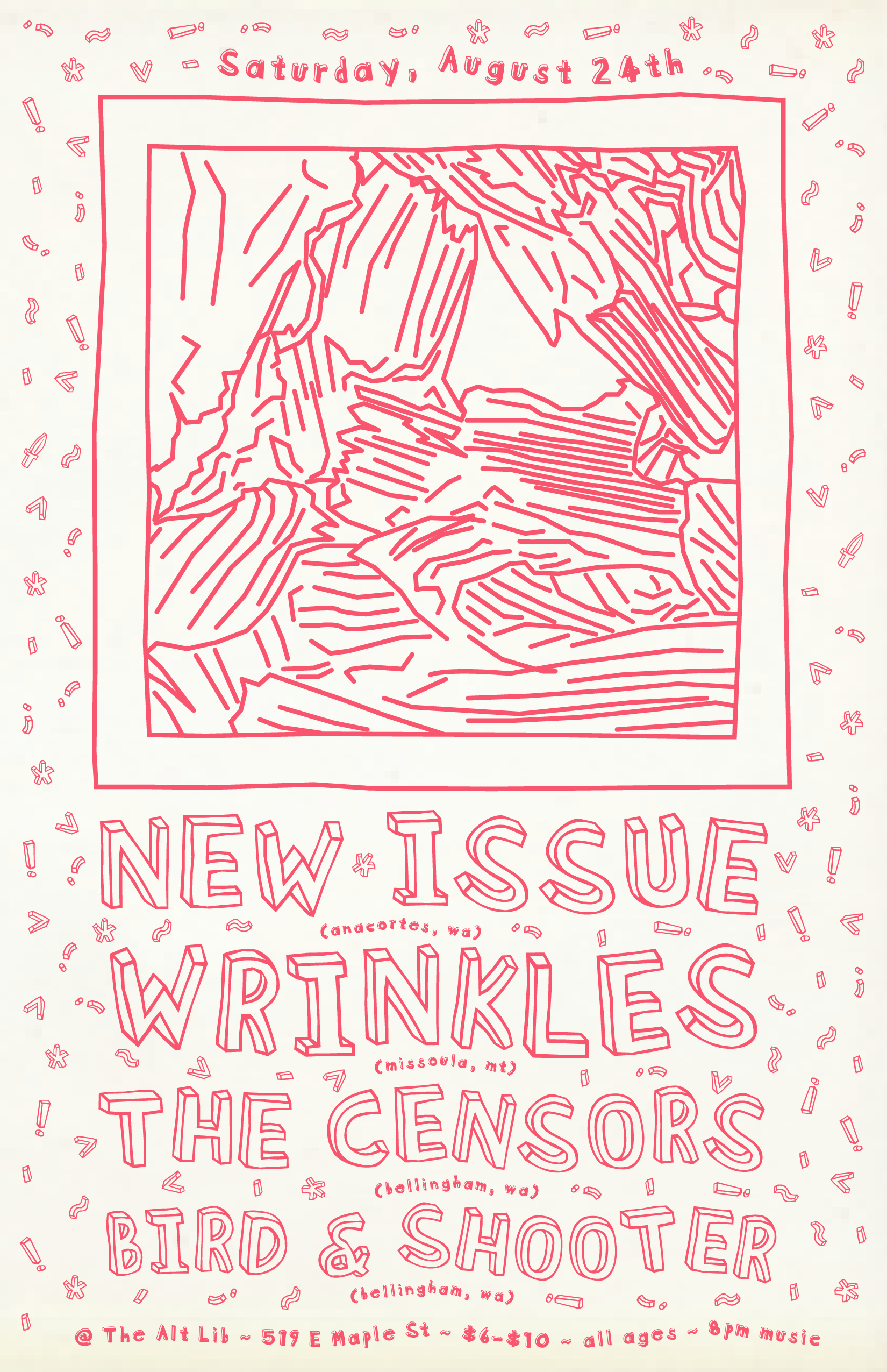 New Issue, Wrinkles, The Censors, Bird & Shooter - September 24 Show Flyer